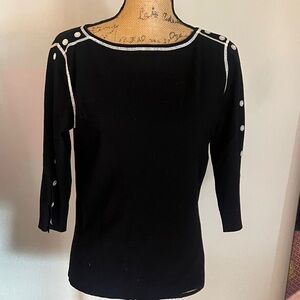 One Girl Who Black Top with White Button Details